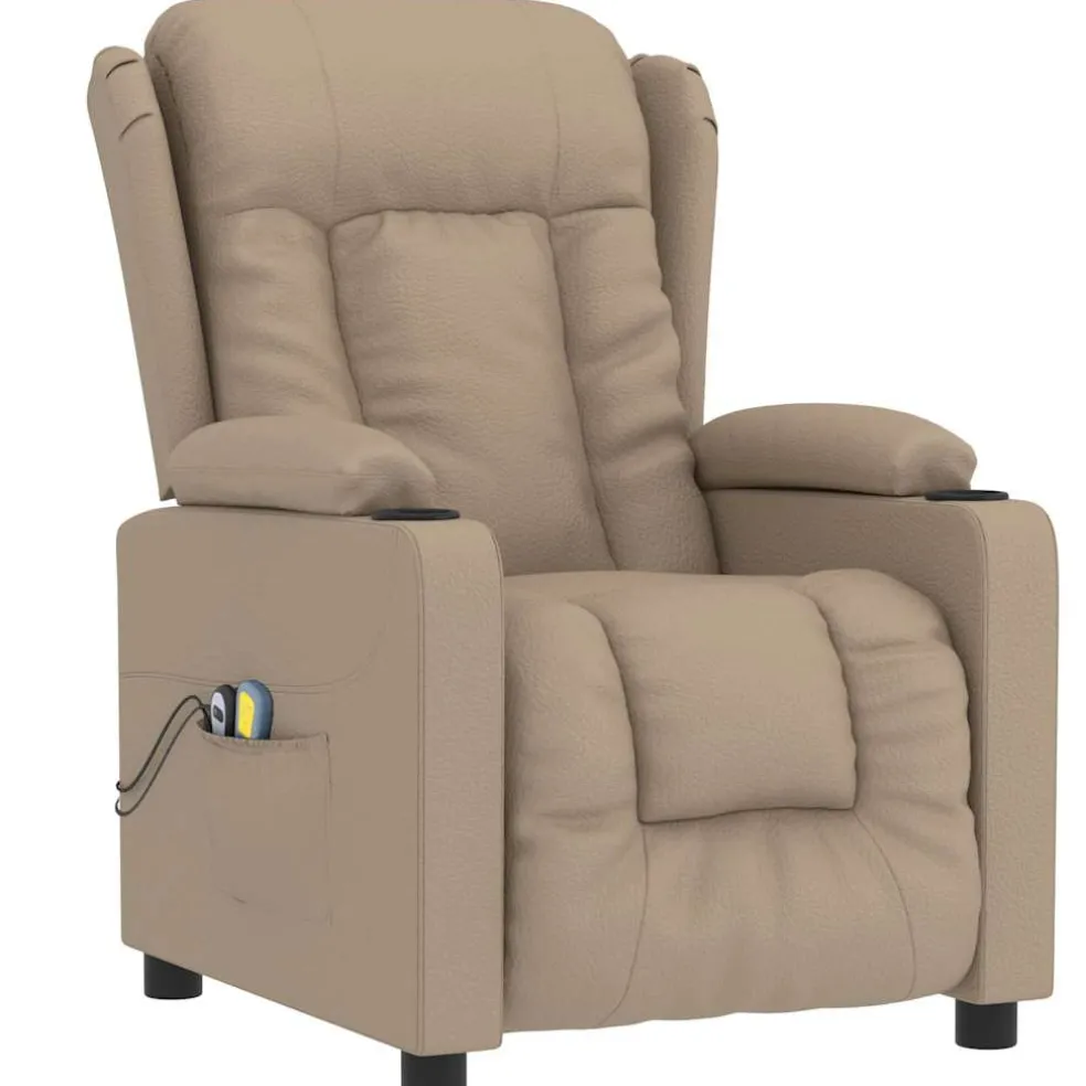 vidaXL Massagestoel elektrisch kunstleer cappuccinokleurig