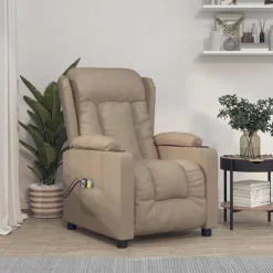 vidaXL Massagestoel elektrisch kunstleer cappuccinokleurig