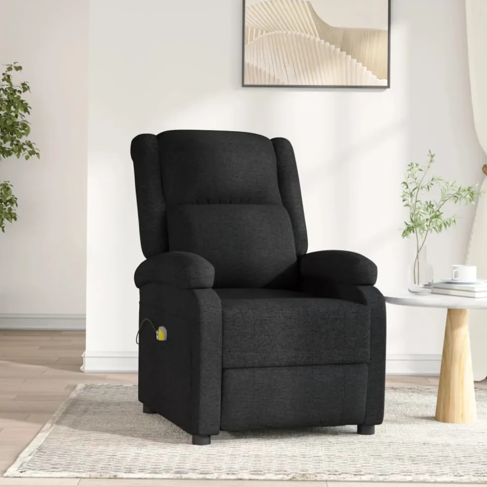 vidaXL Massagestoel elektrisch stof zwart