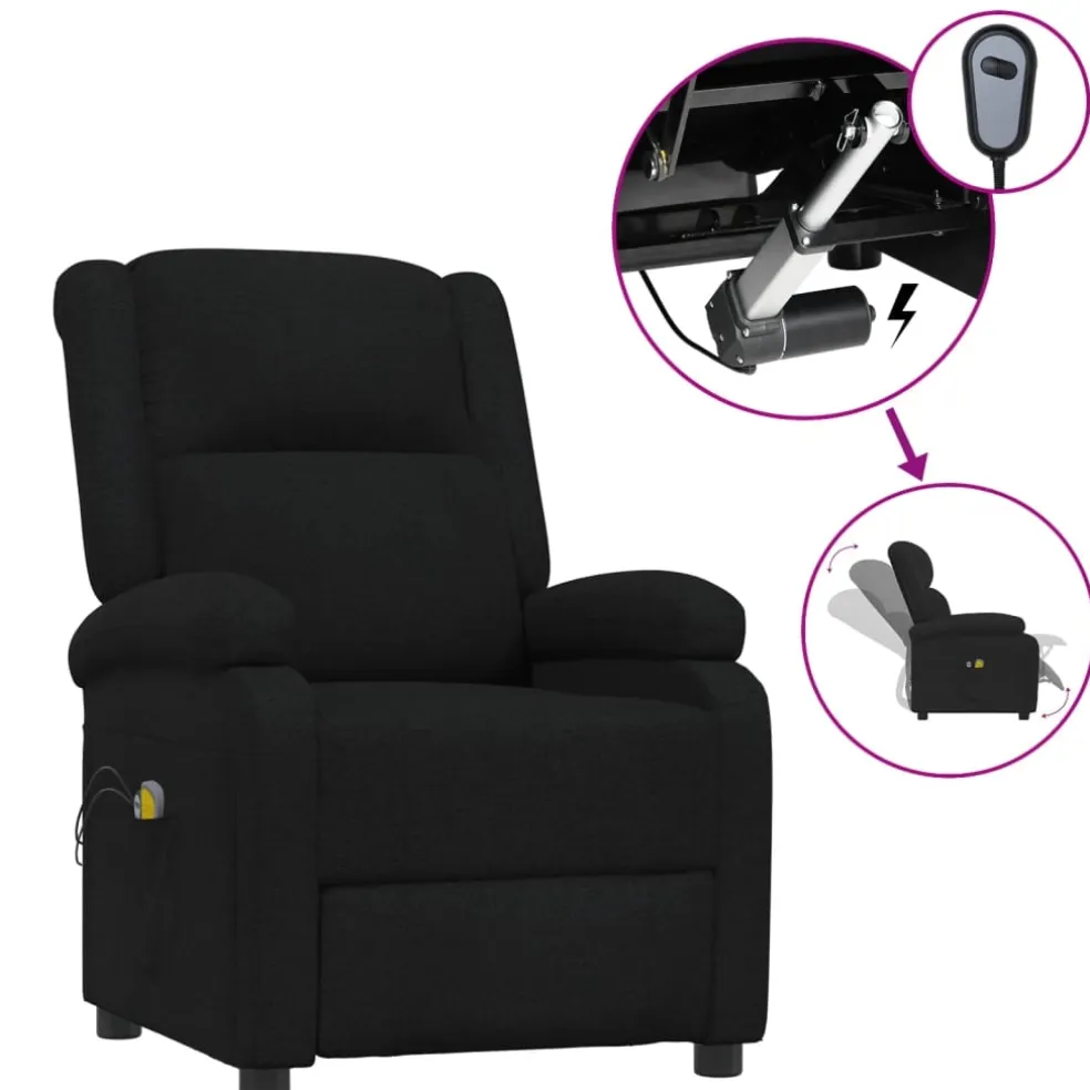 vidaXL Massagestoel elektrisch stof zwart