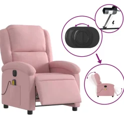 vidaXL Massagestoel elektrisch verstelbaar fluweel roze