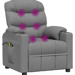 vidaXL Massagestoel elektrisch stof lichtgrijs