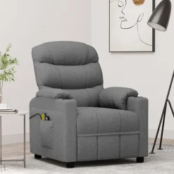 vidaXL Massagestoel elektrisch stof lichtgrijs