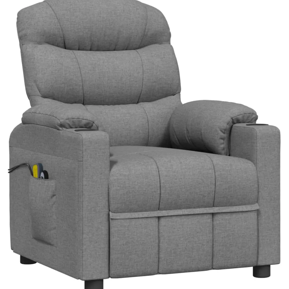 vidaXL Massagestoel elektrisch stof lichtgrijs
