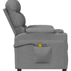 vidaXL Massagestoel elektrisch stof lichtgrijs