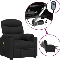 vidaXL Massagestoel elektrisch stof zwart