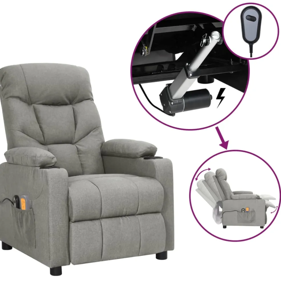 vidaXL Massagestoel elektrisch verstelbaar fluweel bruin