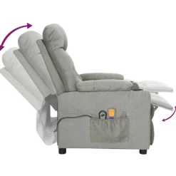 vidaXL Massagestoel elektrisch stof lichtgrijs
