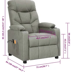 vidaXL Massagestoel elektrisch verstelbaar fluweel bruin