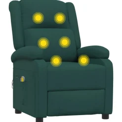 vidaXL Massagestoel elektrisch verstelbaar stof donkergroen