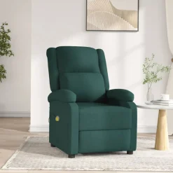 vidaXL Massagestoel elektrisch verstelbaar stof donkergroen