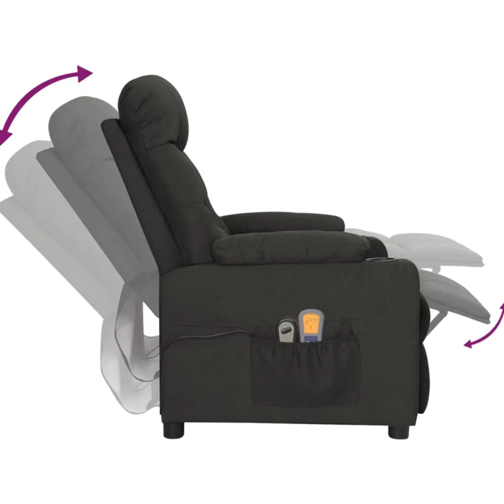 vidaXL Massagestoel elektrisch stof zwart