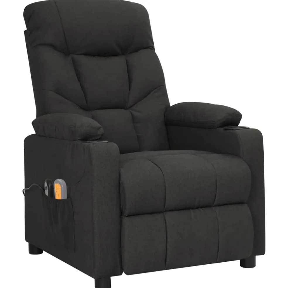 vidaXL Massagestoel elektrisch stof zwart