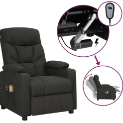 vidaXL Massagestoel elektrisch stof zwart