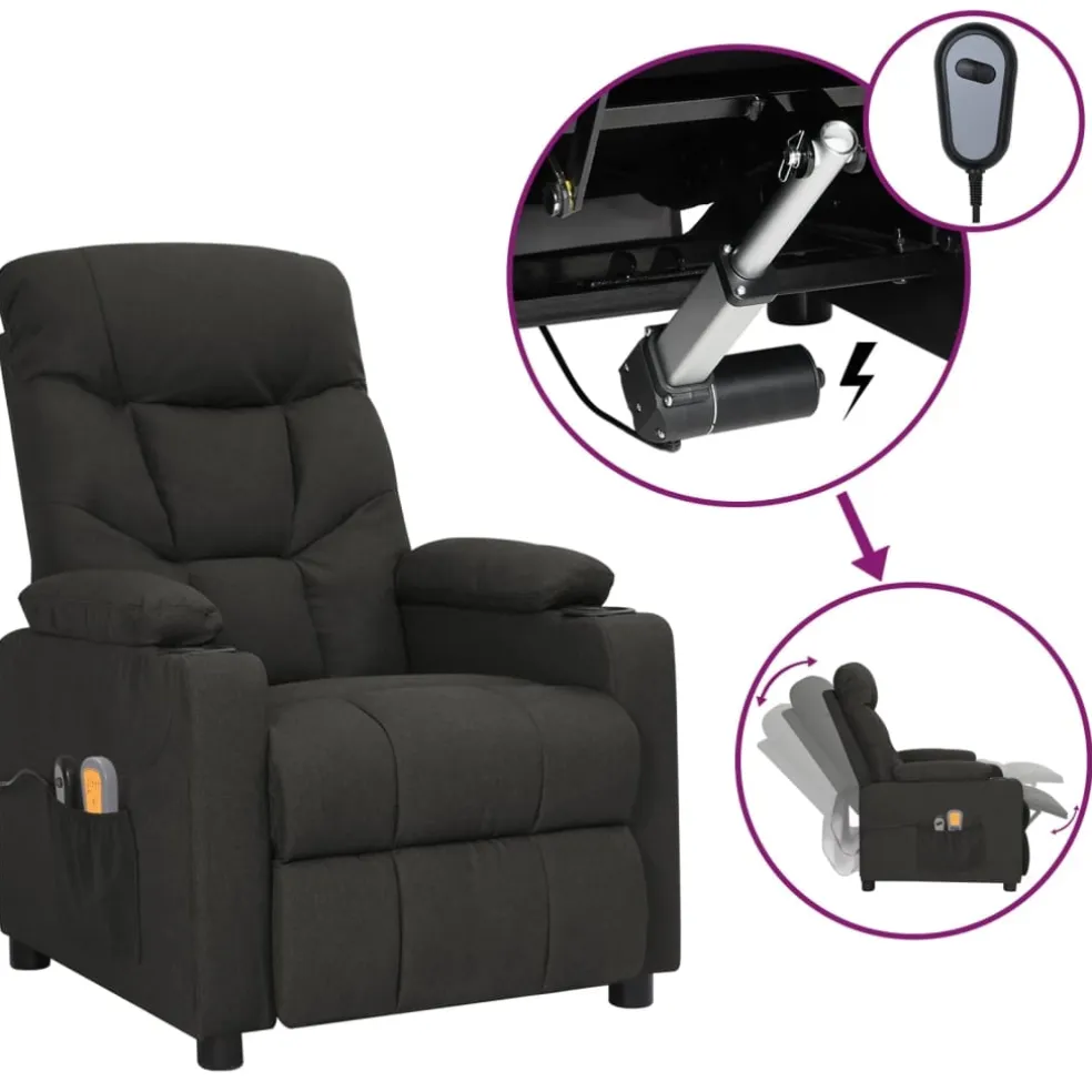 vidaXL Massagestoel elektrisch stof zwart