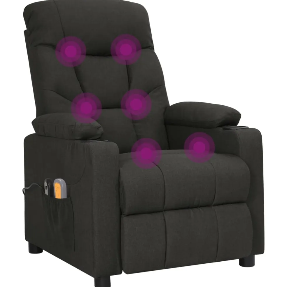 vidaXL Massagestoel elektrisch stof zwart