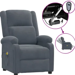 vidaXL Massagestoel elektrisch stof taupe