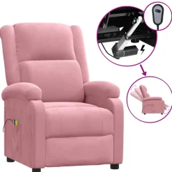 vidaXL Massagestoel elektrisch fluweel roze