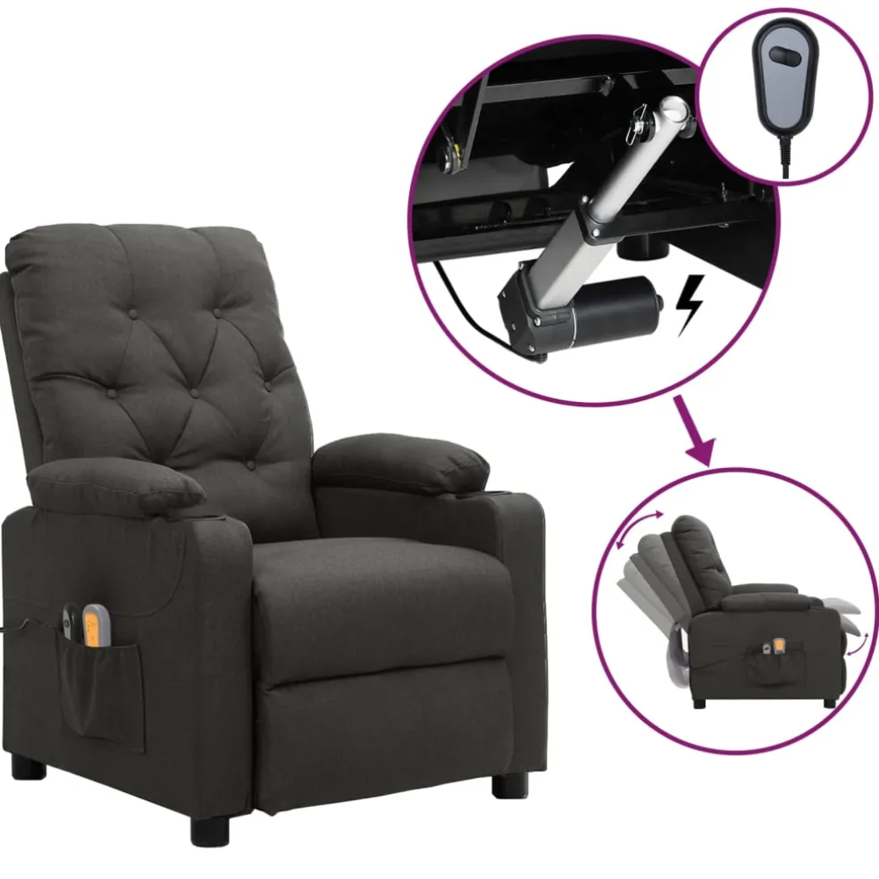 vidaXL Massagestoel elektrisch fluweel crèmekleurig
