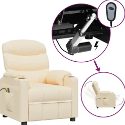 vidaXL Massagestoel elektrisch stof crèmekleurig