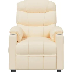 vidaXL Massagestoel elektrisch stof crèmekleurig