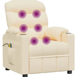 vidaXL Massagestoel elektrisch stof crèmekleurig
