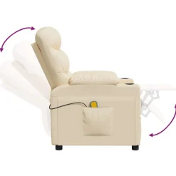 vidaXL Massagestoel elektrisch stof crèmekleurig