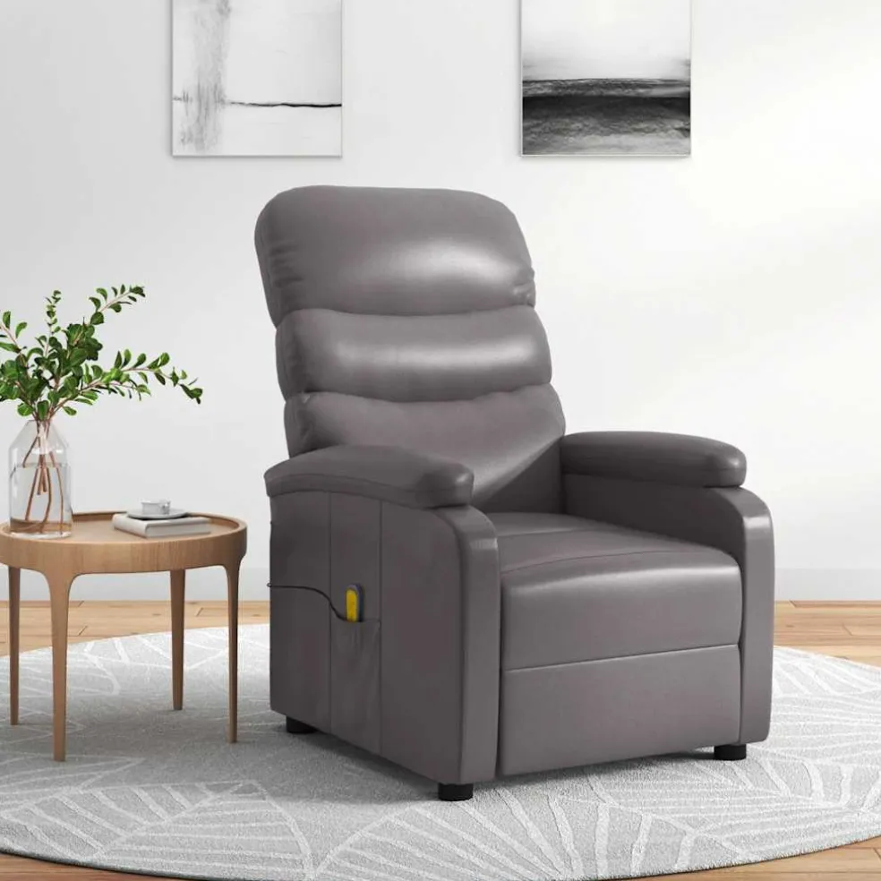 vidaXL Massagestoel kunstleer grijs