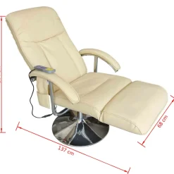 vidaXL Massagestoel kunstleer crèmewit