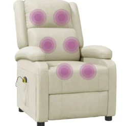 vidaXL Massagestoel kunstleer crèmekleurig