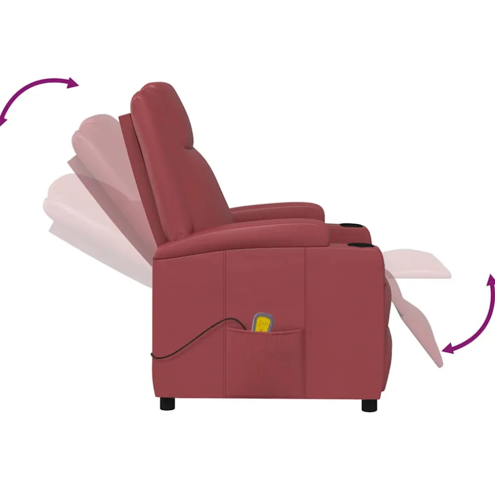 vidaXL Massagestoel kunstleer wijnrood