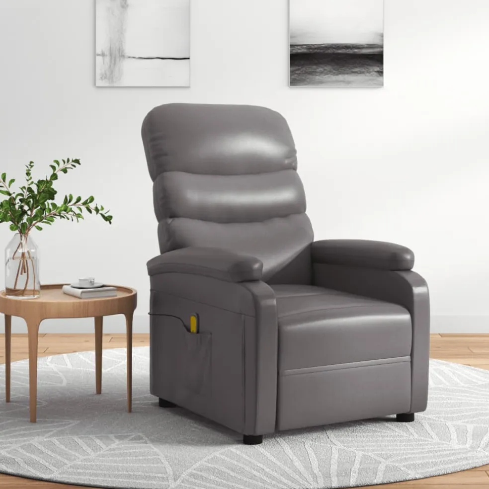 vidaXL Massagestoel kunstleer grijs