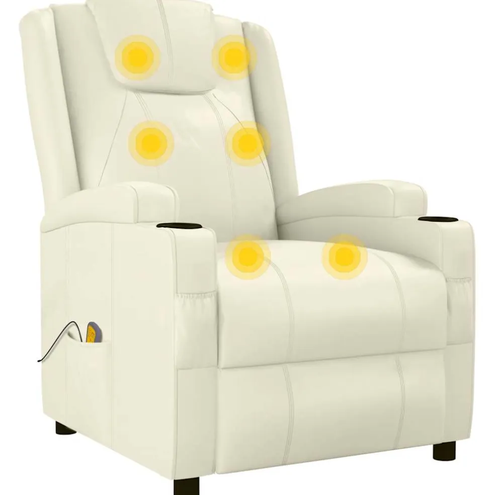 vidaXL Massagestoel kunstleer crèmewit