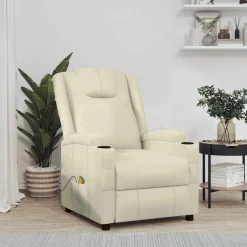 vidaXL Massagestoel kunstleer crèmewit