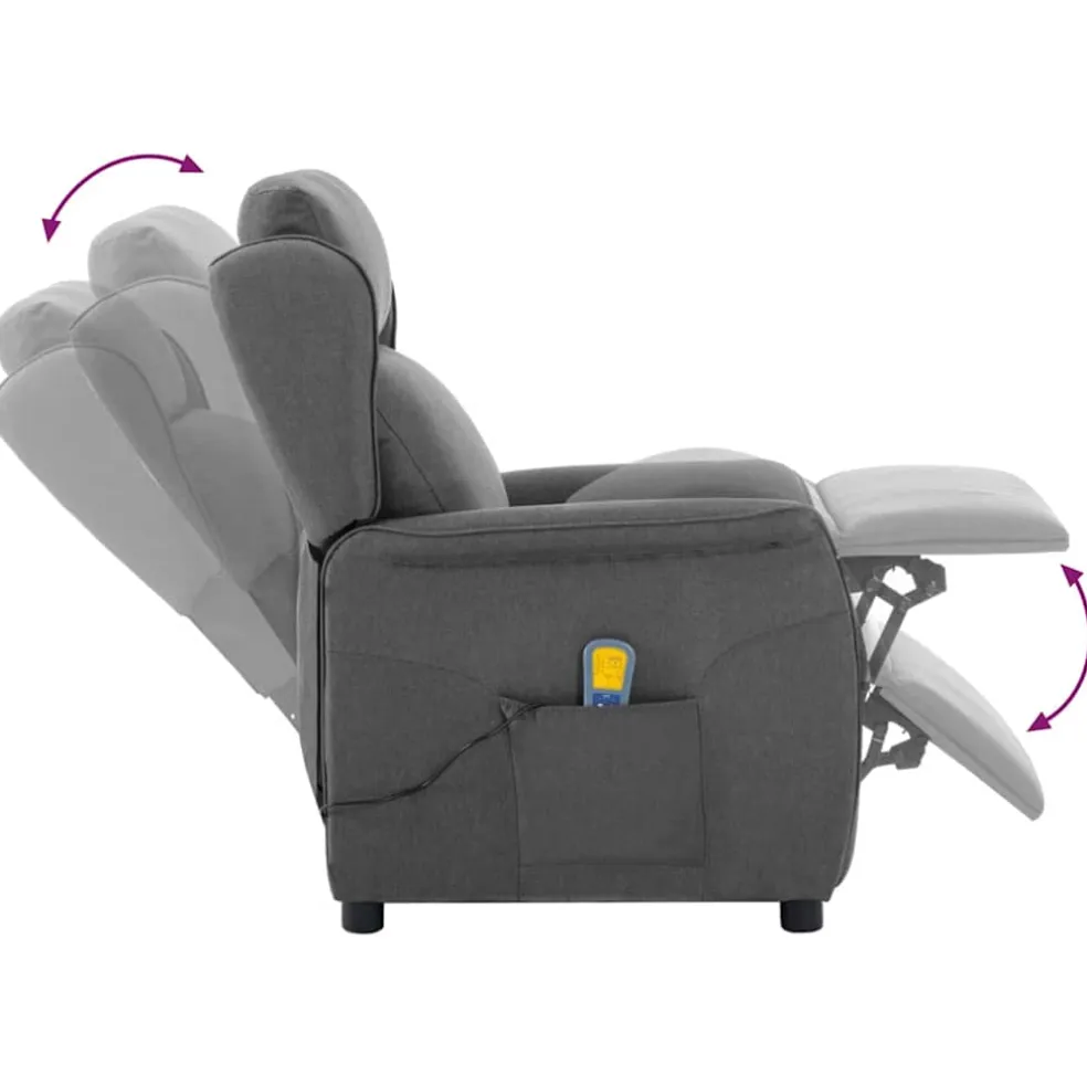 vidaXL Massagestoel Lichtgrijs 93.5 x 67.5 x 101.5 cm Stof