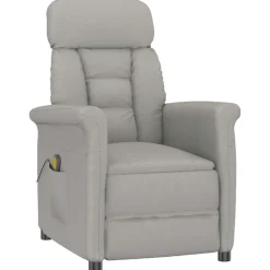 vidaXL Massagestoel Lichtgrijs 96.5 x 70.5 x 95 cm Microvezel