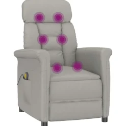 vidaXL Massagestoel Lichtgrijs 96.5 x 70.5 x 95 cm Microvezel