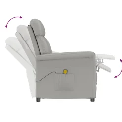 vidaXL Massagestoel Lichtgrijs 96.5 x 70.5 x 95 cm Microvezel