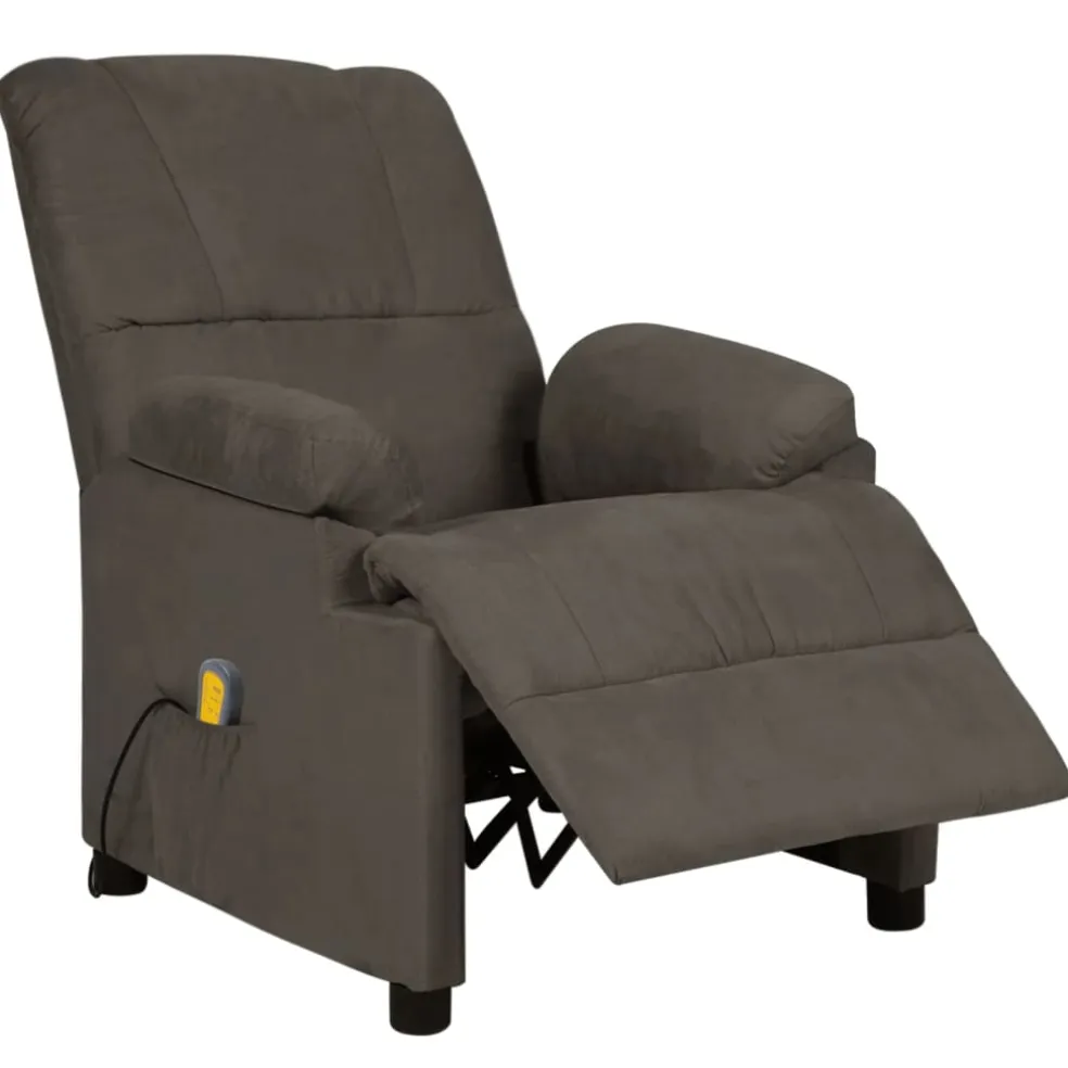 vidaXL Massagestoel microvezelstof donkergrijs