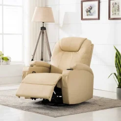 vidaXL Massagestoel schommelend kunstleer crèmekleurig