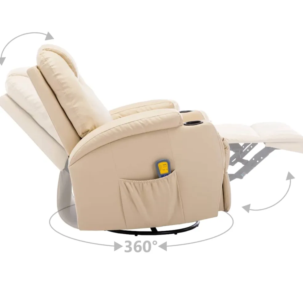 vidaXL Massagestoel schommelend kunstleer crèmekleurig
