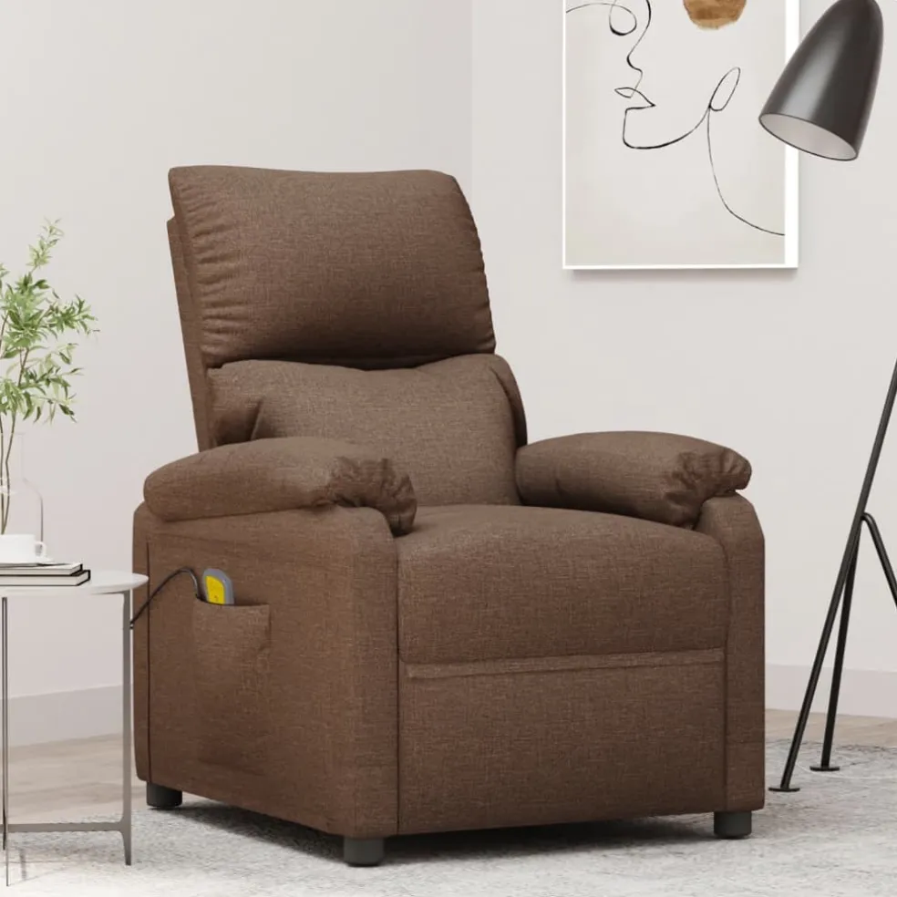 vidaXL Massagestoel stof bruin