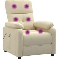 vidaXL Massagestoel stof crèmekleurig