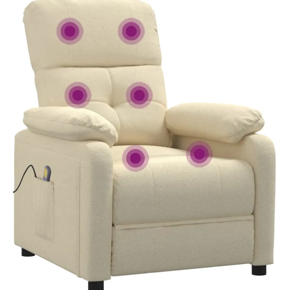 vidaXL Massagestoel stof crèmekleurig
