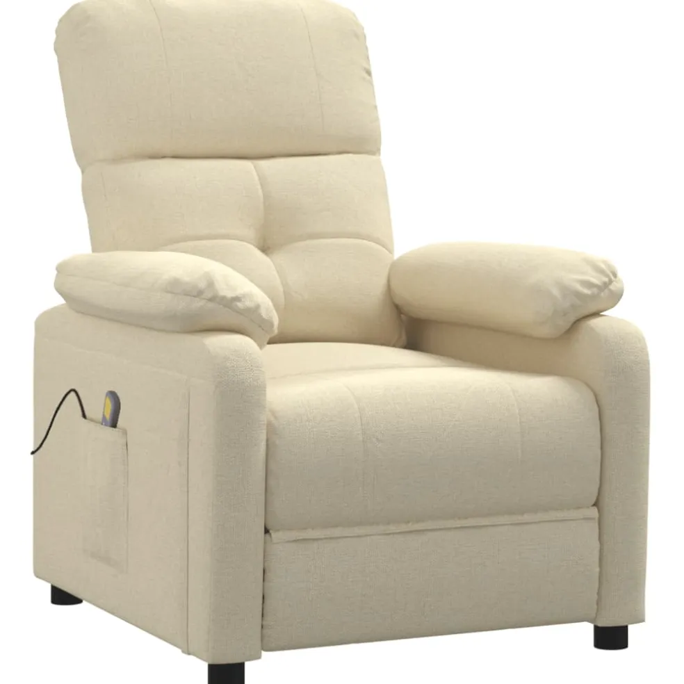 vidaXL Massagestoel stof crèmekleurig