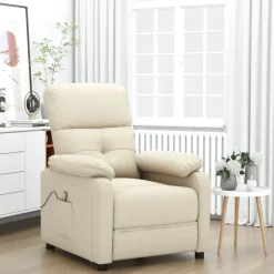 vidaXL Massagestoel stof crèmekleurig
