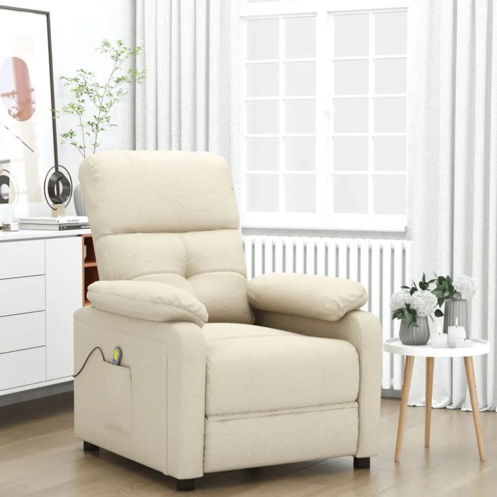 vidaXL Massagestoel stof crèmekleurig