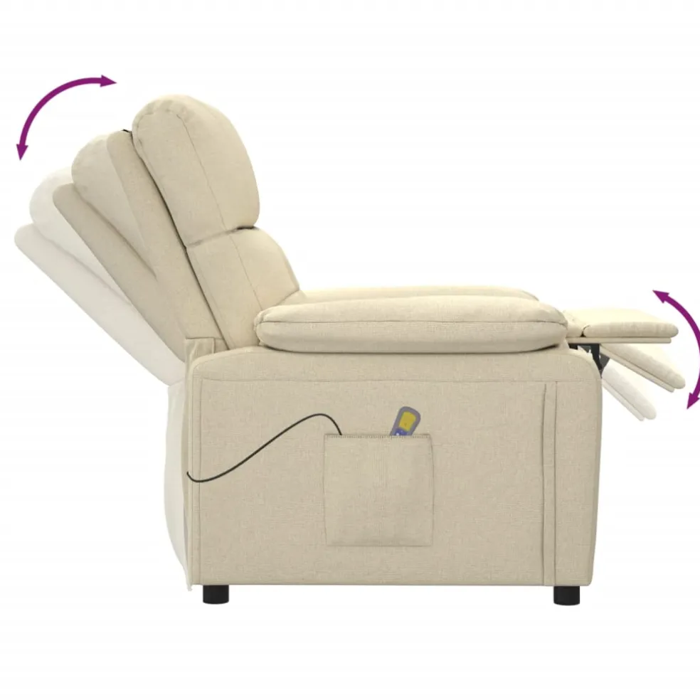 vidaXL Massagestoel stof crèmekleurig