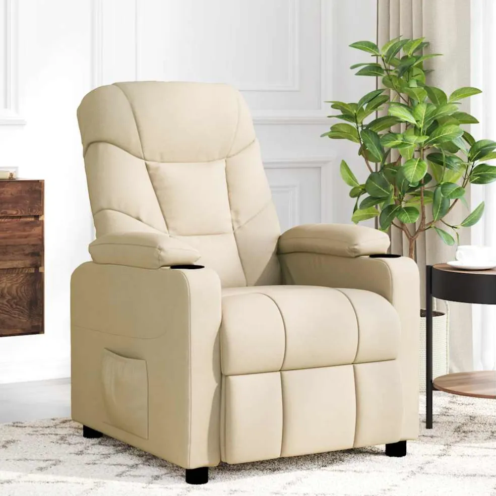 vidaXL Massagestoel stof crèmekleurig