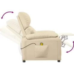 vidaXL Massagestoel stof crèmekleurig